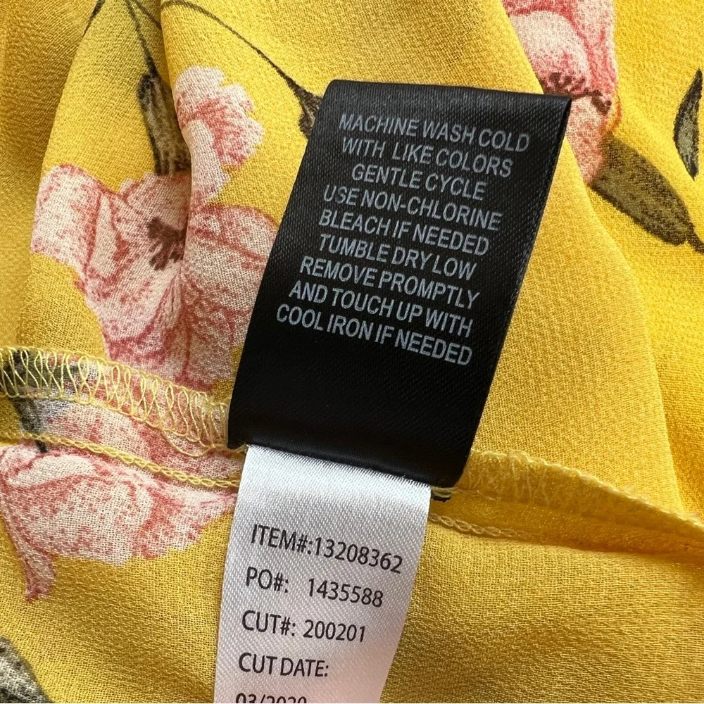 Torrid Floral Chiffon Hi-Low Babydoll Top Yellow Flutter Sleeve | Size: 5 - Picture 8 of 8